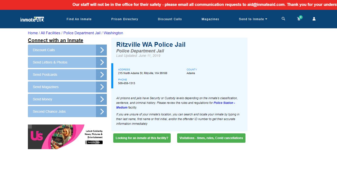 Ritzville WA Police Jail & Inmate Search - Ritzville, WA