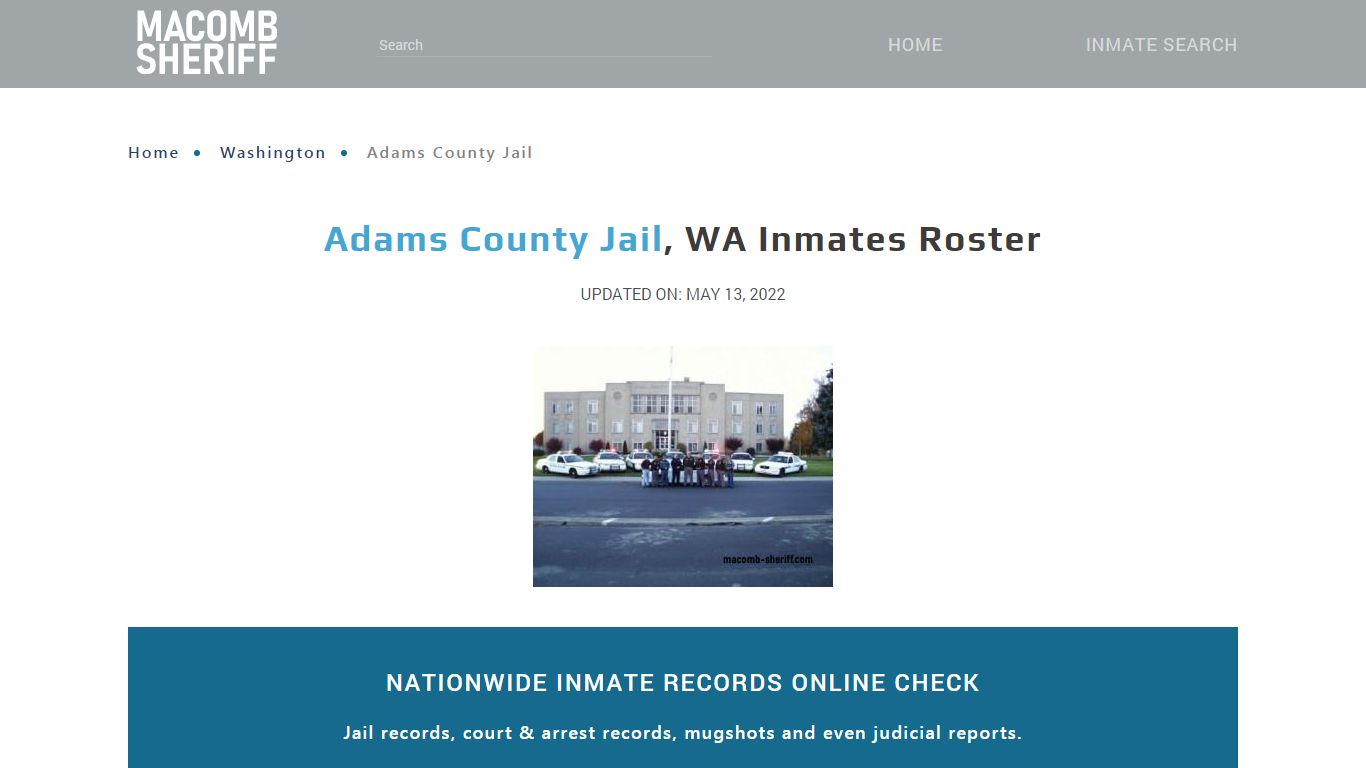 Adams County Jail, WA Jail Roster, Name Search